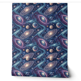 Papier Peint Motif de galaxies de planètes interstellaires cosm