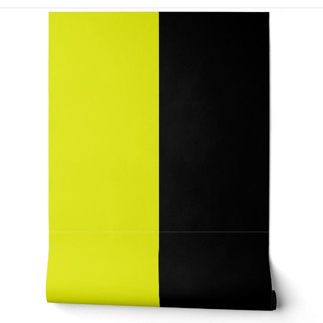 Papier Peint Motif de grandes bandes verticales noires jaunes (Déroulement)