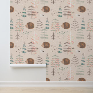 Papier Peint Motif de hérisson de bois mignon