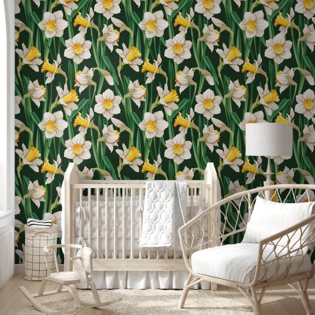Papier Peint Motif de jonquilles blanches (Enfants)