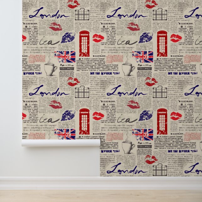 Papier Peint Motif de journal londonien (Application)