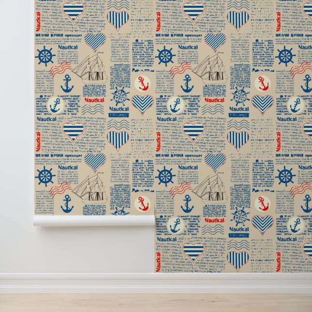 Papier Peint Motif de journal nautique (Application)