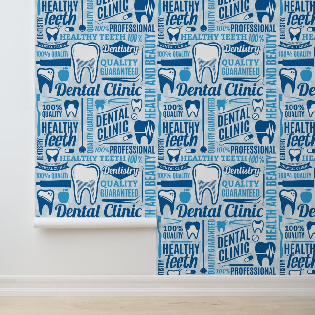 Papier Peint Motif de la clinique dentaire bleue (Application)