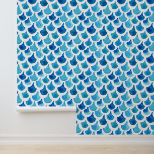 Papier Peint Motif de l'échelle d'aquarelle bleue