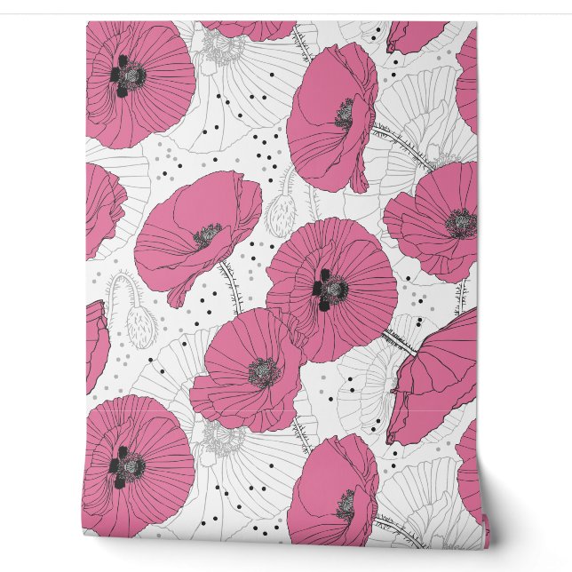 Papier Peint Motif de mignet Poppies (Déroulement)