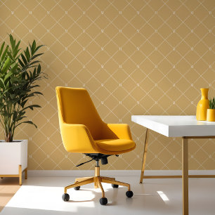 Papier Peint Motif de monogramme À damiers diagonale jaune mini