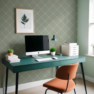Papier Peint Motif de monogramme À damiers diagonale verte mini