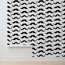 Papier Peint Motif de moustache noir et blanc