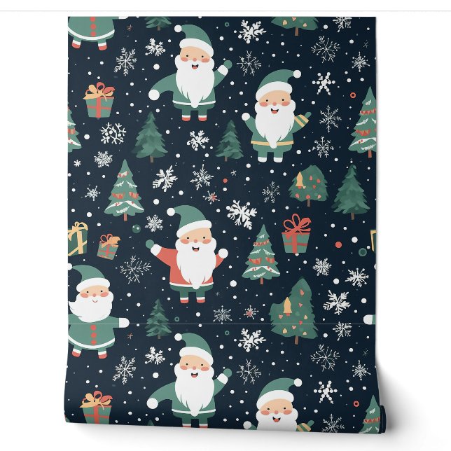 Papier Peint Motif de Noël Père Noël (Déroulement)
