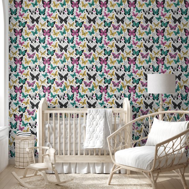 Papier Peint Motif de papillons lunaires (Enfants)