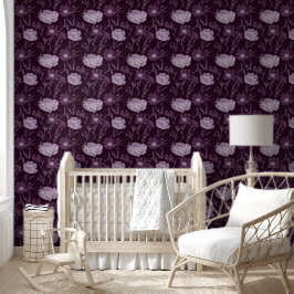 Papier Peint Motif de Parties scintillant florales pourpres