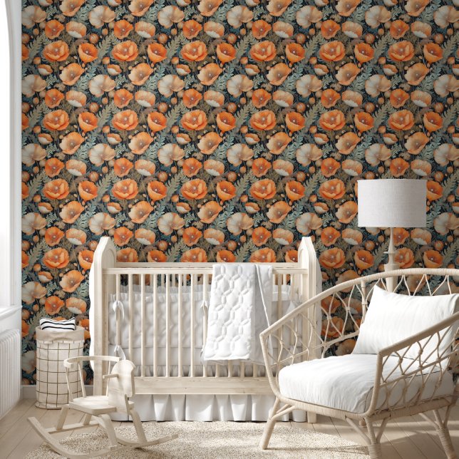 Papier Peint motif de pavots vintages (Enfants)
