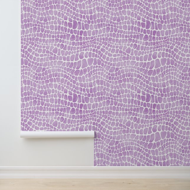 Papier Peint Motif de peau de crocodile blanc et pourpre (Application)