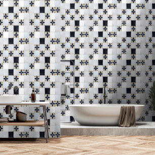 Papier Peint Motif de petite carreaux gris or