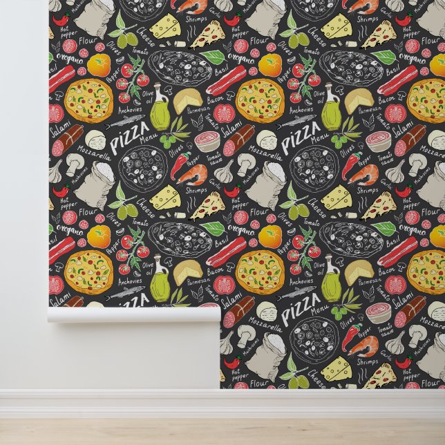 Papier Peint motif de pizza cool (Application)