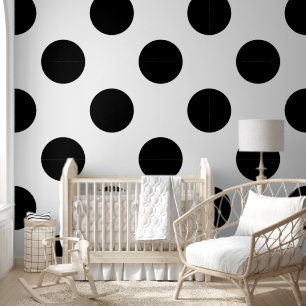 Papier Peint Motif de points Polka noir et blanc