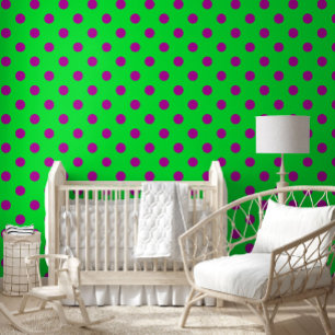 Papier Peint Motif de points polka verts et violets