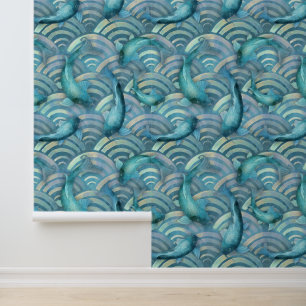 Papier Peint Motif de poisson de la carpe bleue Koi