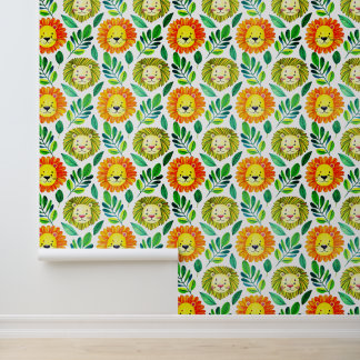 Papier Peint Motif de portrait de lion sans couture nouveau