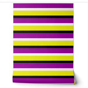 Papier Peint Motif de rayures violet jaune