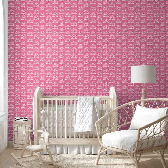 Papier Peint Motif de répétition de vélo rose mou (Enfants)