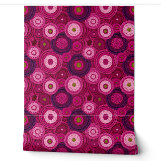 Papier Peint Motif de rosette au crochet rose sauvage vibrant