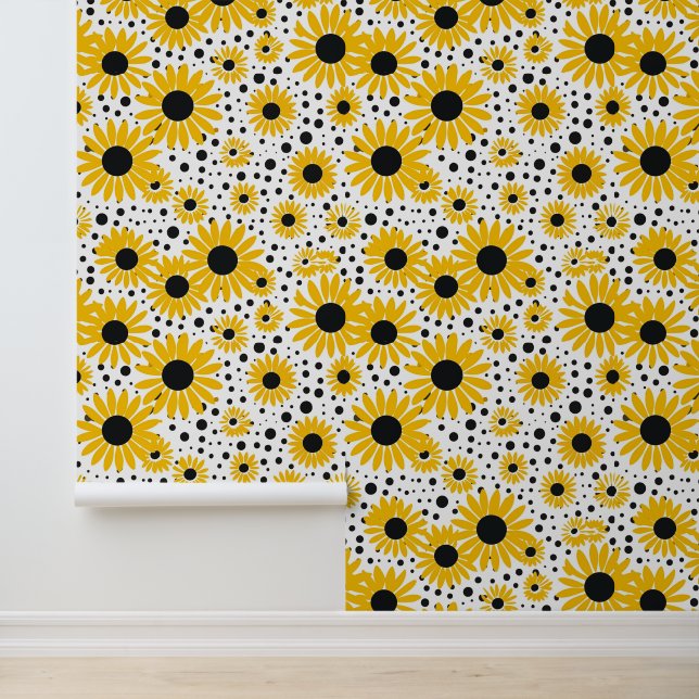 Papier Peint Motif de tournesol jaune moderne (Application)