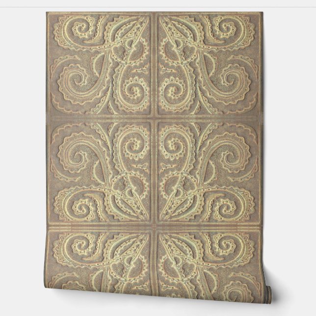 Papier Peint Motif de tuiles d'ocher 2' x 4' (Déroulement)