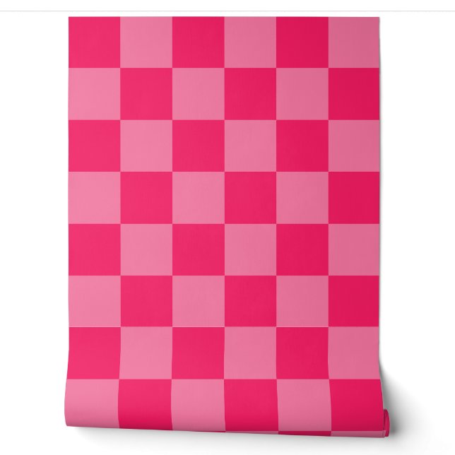 Papier Peint Motif de vérification rose-chaud clair (Déroulement)
