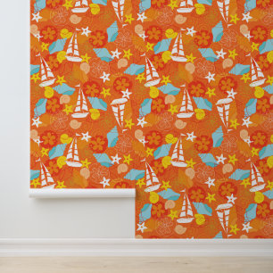 Papier Peint Motif de voilier tropical