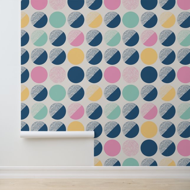 Papier Peint Motif demi-cercle rétro (Application)