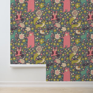 Papier Peint Motif des animaux de forêt mignons