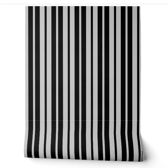 Papier Peint Motif des bandes verticales noires grises de cendr (Déroulement)