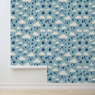 Papier Peint Motif des nuages de pluie de Whimsical   Météo mod