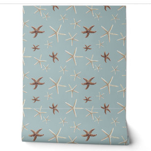 Papier Peint Motif d'étoile de mer Bleu ardoise poussiéreux