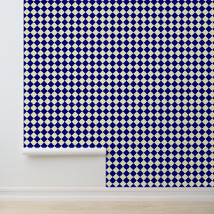 Papier Peint Motif diamant à carreaux jaune bleu