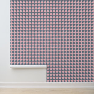 Papier Peint Motif diamant à carreaux rose gris