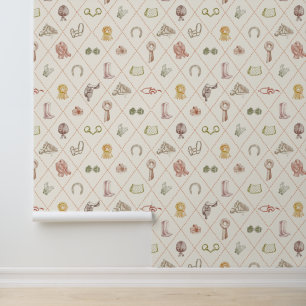 Papier Peint Motif diamant élégant beige équitation
