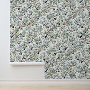 Papier Peint Motif d'olive de campagne française à l'aquarelle