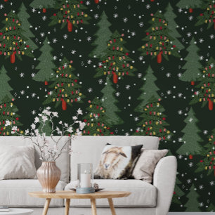 Papier Peint Motif d'ornement de neige légère d'arbre de Noël v