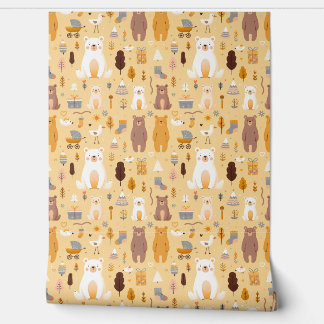 Papier Peint Motif d'ours adorable
