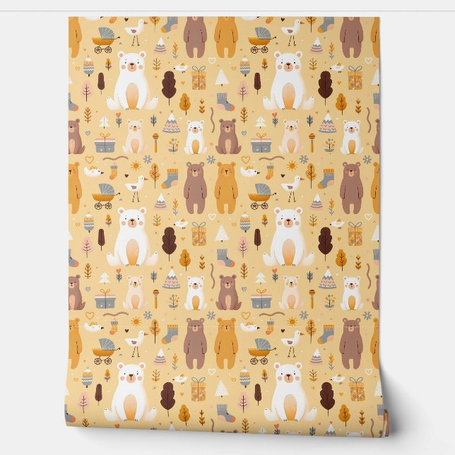 Papier Peint Motif d'ours adorable (Déroulement)