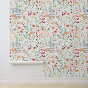 Papier Peint Motif du jardin de fleurs Pastel