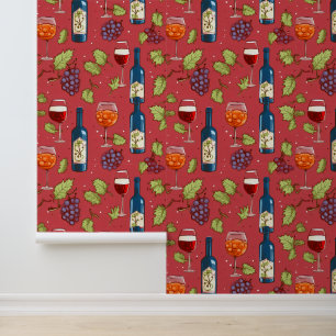 Papier Peint Motif du vin et du raisin
