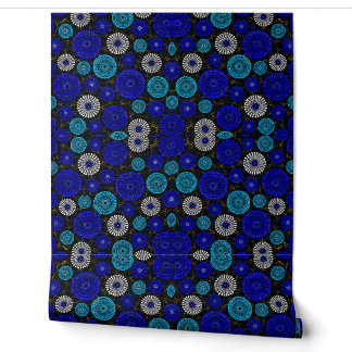 Papier Peint Motif Éclaté Solaire Bleu Inspiré de l'Afrique
