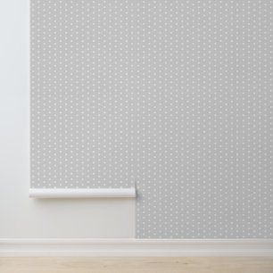 Papier Peint Motif élégant simple à pois gris argenté blanc