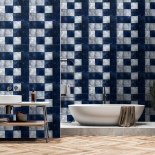 Papier Peint Motif en argent et bleu