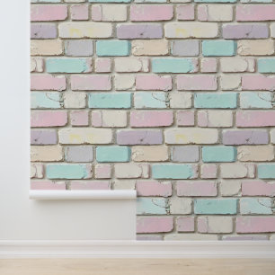 Papier Peint Motif en brique couleur rose pastel