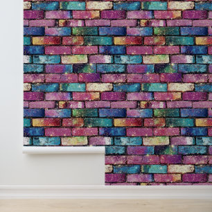Papier Peint Motif en brique Parties scintillant violet