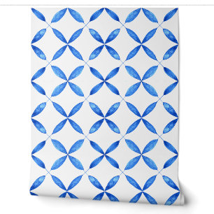 Papier Peint Motif en carreaux bleu méditerranéen
